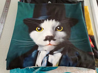 HKM-255251 Cat Print Cotton and Linen Pillowcase with Invisible Zipper - Modern Minimalist Cushion Cover, 45x45 cm