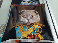 HKM-255251 Cat Print Cotton and Linen Pillowcase with Invisible Zipper - Modern Minimalist Cushion Cover, 45x45 cm