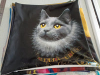 HKM-255251 Cat Print Cotton and Linen Pillowcase with Invisible Zipper - Modern Minimalist Cushion Cover, 45x45 cm