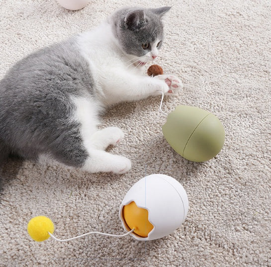 HKM-255379 Cat Knot Toy for Playtime | Plastic with Cotton Ball | 7x7x9cm | Requires 2 AA Batteries