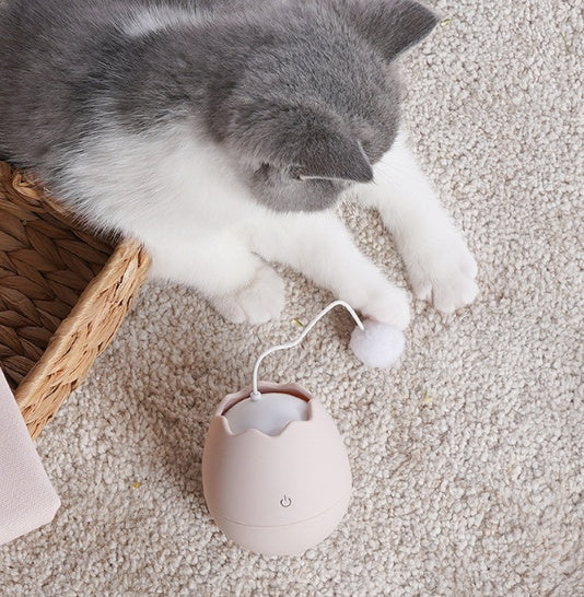 HKM-255379 Cat Knot Toy for Playtime | Plastic with Cotton Ball | 7x7x9cm | Requires 2 AA Batteries