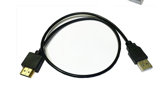 HKM-255379 USB to HDMI Male Power Supply Cable, 0.5 Meter Length, High-Speed Gold and Silver-Plated Copper Wire, Black