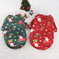 HKM-255443 Plush Christmas Print Sweater for Dogs - Casual Fall/Winter Apparel in Red, Wine Red, Green