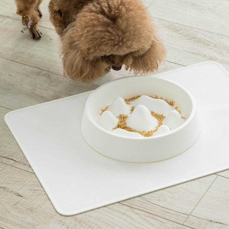 HKM-255699 Pet Slow Feeder Bowl - Off-White & Blue, Mountain-Shaped Design to Promote Healthy Eating