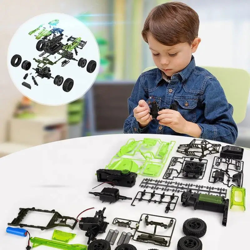 HKM-255763 3 in 1 DIY Assembly RC Drift Car for Kids - Off-Road Remote Control Vehicle, 2.4G with 6 Channels, Indoor/Outdoor Fun