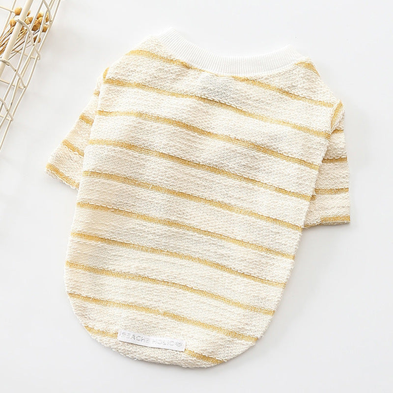 HKM-255763 Casual Water Ripple Cotton T-shirt for Dogs in Pink and Yellow
