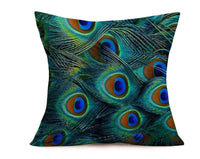 HKM-256019 Peacock Print Linen Cushion Cover, 45x45 cm, 100% Linen
