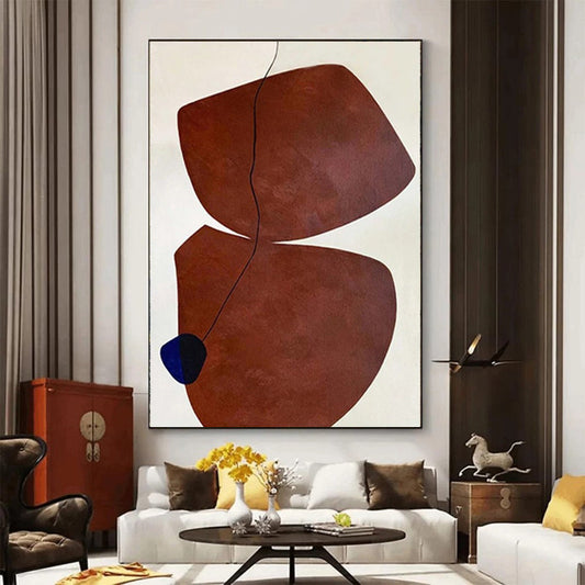 HKM-256275 Handmade Oil Painting on Canvas - Modern Abstract Wabi-Sabi Style for Home Decor, Unframed and Rolled
