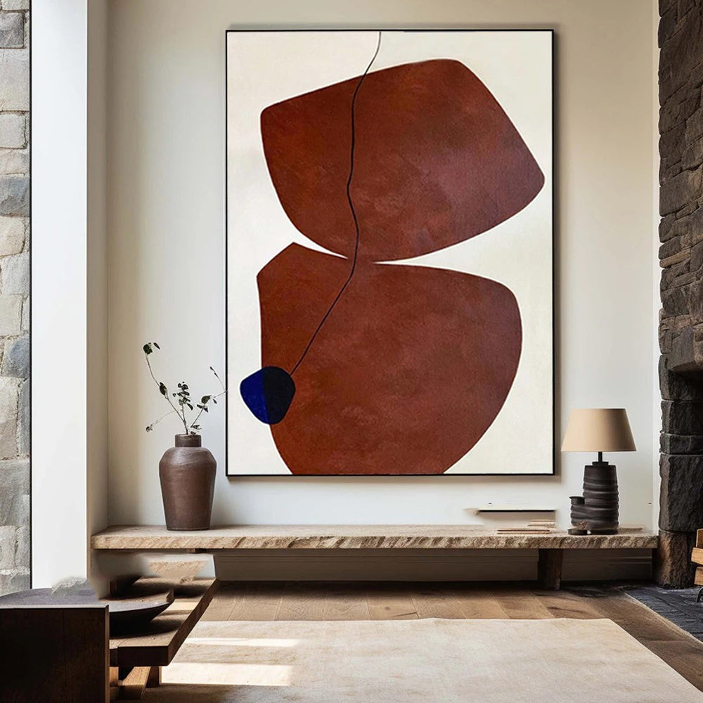 HKM-256275 Handmade Oil Painting on Canvas - Modern Abstract Wabi-Sabi Style for Home Decor, Unframed and Rolled