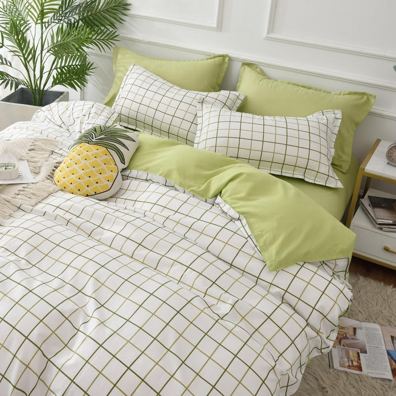 HKM-256339 Skin-Friendly Four-Piece Quilt Cover and Bed Sheet Set in Multiple Sizes