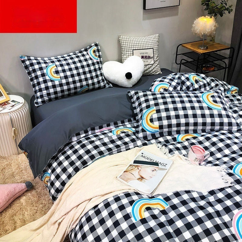 HKM-256339 Skin-Friendly Four-Piece Quilt Cover and Bed Sheet Set in Multiple Sizes