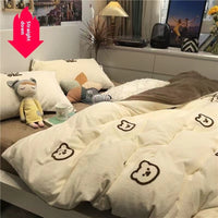 HKM-256339 Skin-Friendly Four-Piece Quilt Cover and Bed Sheet Set in Multiple Sizes