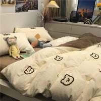 HKM-256339 Skin-Friendly Four-Piece Quilt Cover and Bed Sheet Set in Multiple Sizes