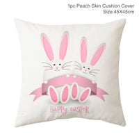 HKM-256467 Easter Rabbit Cushion Cover in Cartoon Style with Peach Skin Fabric