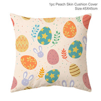 HKM-256467 Easter Rabbit Cushion Cover in Cartoon Style with Peach Skin Fabric