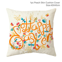 HKM-256467 Easter Rabbit Cushion Cover in Cartoon Style with Peach Skin Fabric