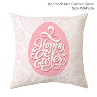HKM-256467 Easter Rabbit Cushion Cover in Cartoon Style with Peach Skin Fabric