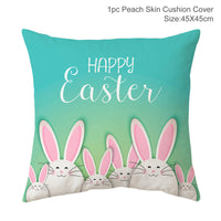 HKM-256467 Easter Rabbit Cushion Cover in Cartoon Style with Peach Skin Fabric