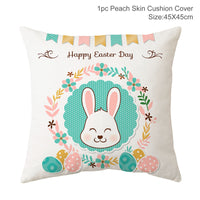 HKM-256467 Easter Rabbit Cushion Cover in Cartoon Style with Peach Skin Fabric