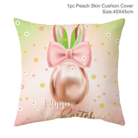 HKM-256467 Easter Rabbit Cushion Cover in Cartoon Style with Peach Skin Fabric