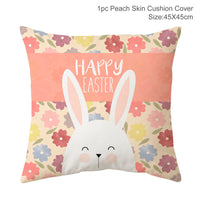 HKM-256467 Easter Rabbit Cushion Cover in Cartoon Style with Peach Skin Fabric
