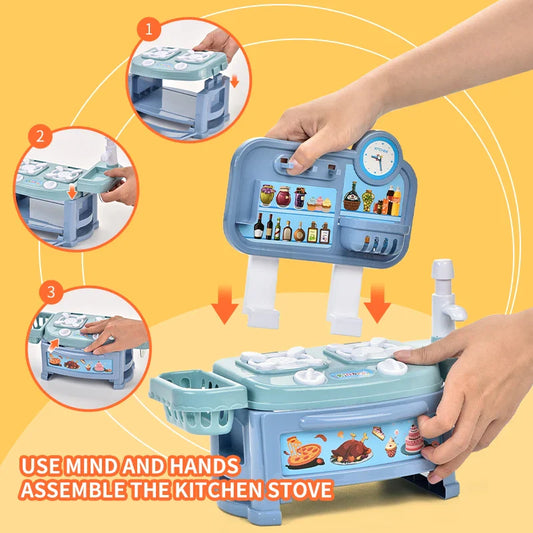 KTX-256595 Play House Simulation Kitchen Set for Kids - Pretend Cooking Toy with Water Pump, 2 to 4 Years