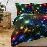 HKM-256659 Colorful Microfiber Kids Bedding Set - Starlight Duvet Cover and Pillow Shams, Single Size, 3 Pieces