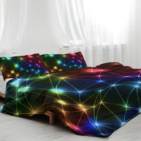 HKM-256659 Colorful Microfiber Kids Bedding Set - Starlight Duvet Cover and Pillow Shams, Single Size, 3 Pieces