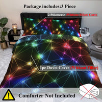 HKM-256659 Colorful Microfiber Kids Bedding Set - Starlight Duvet Cover and Pillow Shams, Single Size, 3 Pieces