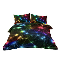 HKM-256659 Colorful Microfiber Kids Bedding Set - Starlight Duvet Cover and Pillow Shams, Single Size, 3 Pieces