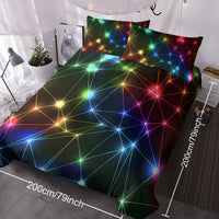 HKM-256659 Colorful Microfiber Kids Bedding Set - Starlight Duvet Cover and Pillow Shams, Single Size, 3 Pieces