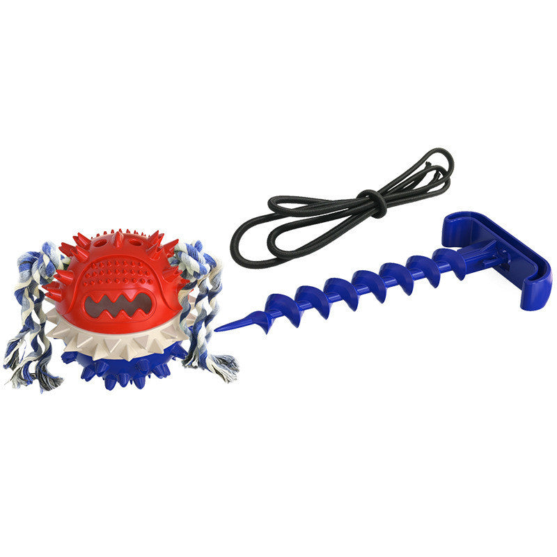 HKM-256787 Durable Outdoor TPR Dog Teething Toy with Strong Draw Rope and Vibrant Colors