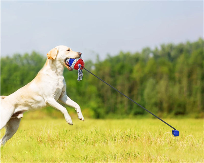 HKM-256787 Durable Outdoor TPR Dog Teething Toy with Strong Draw Rope and Vibrant Colors
