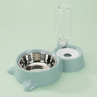 HKM-256851 Automatic Double Bowl Feeder with Water Dispenser for Pets - Available in Blue, Pink, Gray, Green