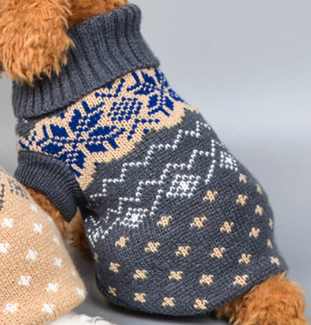 HKM-256915 Minimalist Casual Wool Pet Dog Sweater in Beige and Gray
