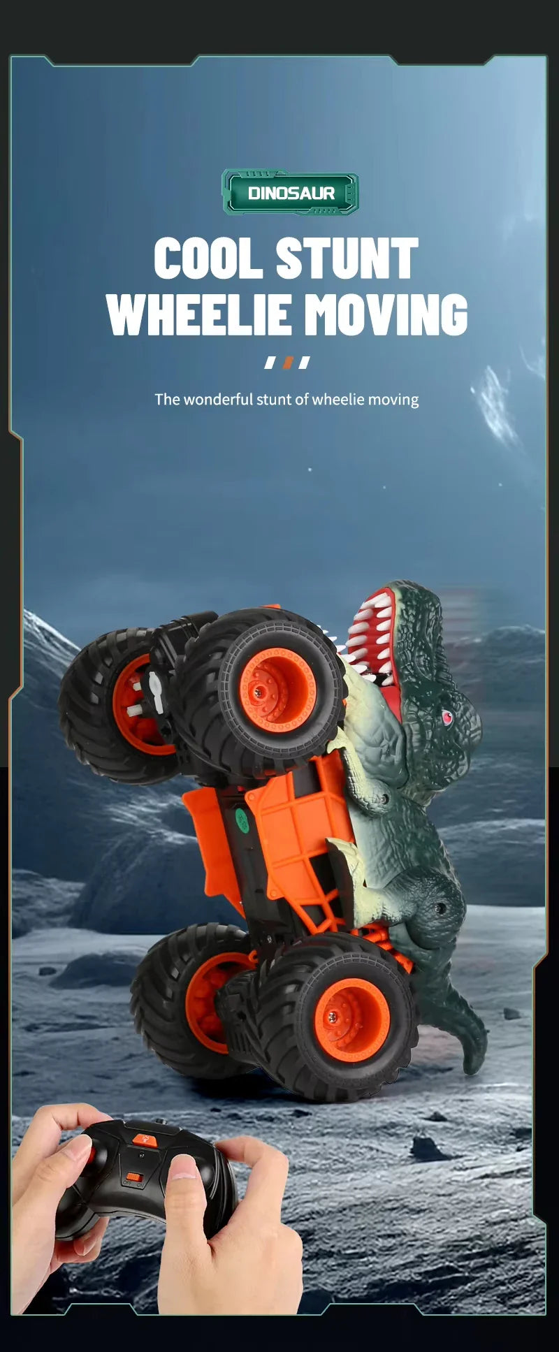 HKM-256915 Remote Control Dinosaur Car with Big Wheels for Offroad Adventure and Multiplayer Fun