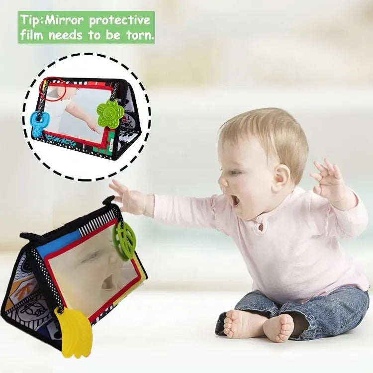 HKM-256979 Soft Montessori Fabric Mirror Crinkle Cloth Book for Babies 0-4 Years