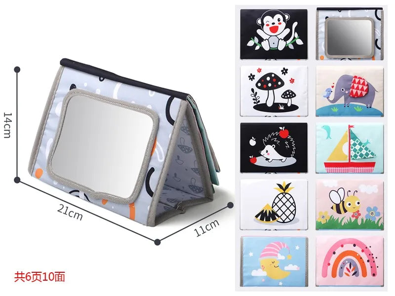 HKM-256979 Soft Montessori Fabric Mirror Crinkle Cloth Book for Babies 0-4 Years