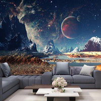 HKM-257043 Imaginary Planet Printed Tapestry - Versatile Wall Hanging & Sitting Carpet in Polyester Fiber