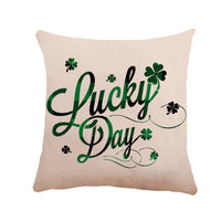 HKM-257171 St. Patrick's Day Linen Pillowcase with Striped Pattern for Car and Sofa, 45x45 cm
