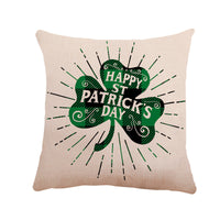 HKM-257171 St. Patrick's Day Linen Pillowcase with Striped Pattern for Car and Sofa, 45x45 cm
