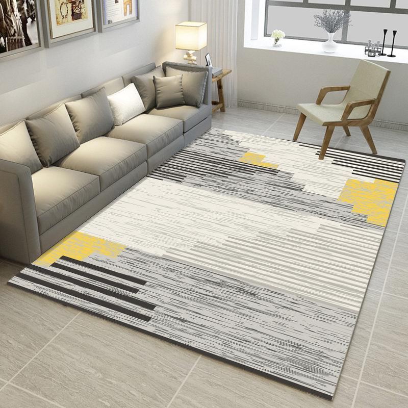 HKM-257171 Striped Polyester Fiber Rectangular Carpet for Living Room, Bedroom, and Cloakroom - Multiple Sizes Available