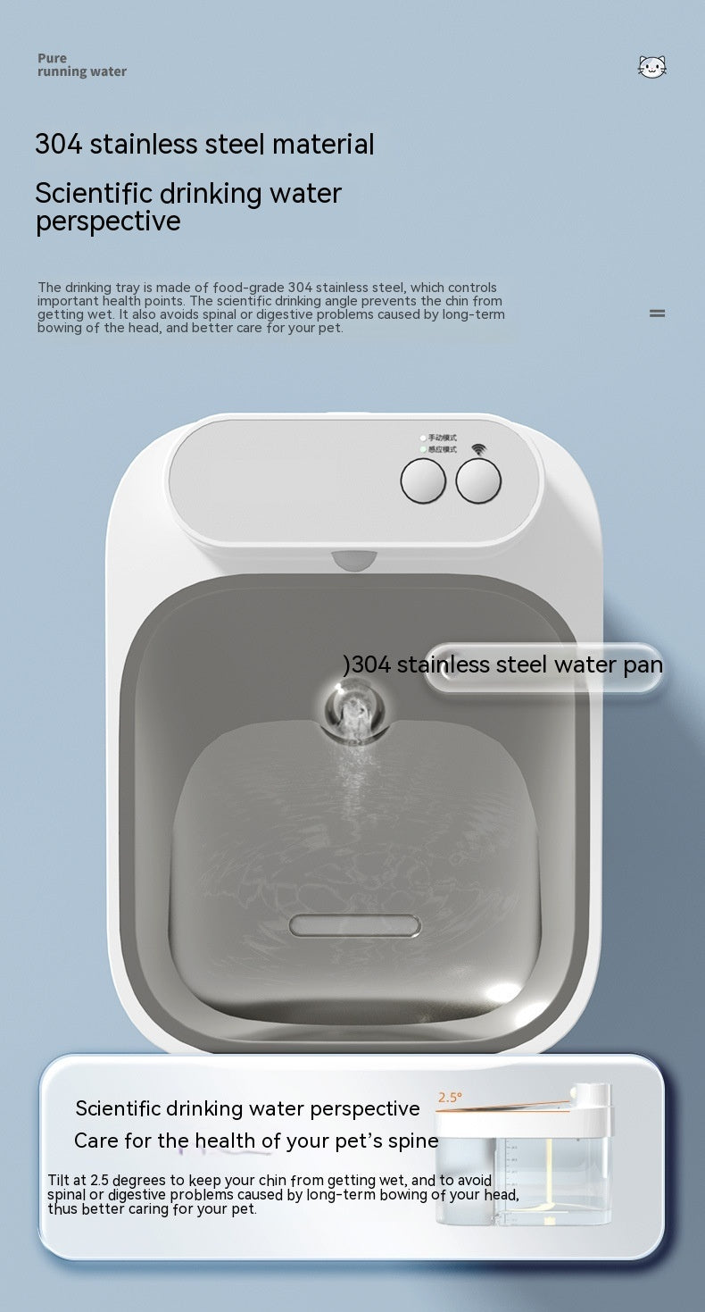 HKM-257363 Automatic Cat Water Fountain with Filtration System - White, 25CM x 19CM