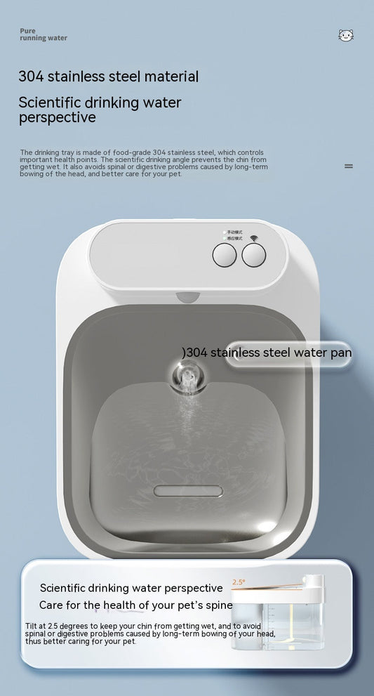 HKM-257363 Automatic Cat Water Fountain with Filtration System - White, 25CM x 19CM