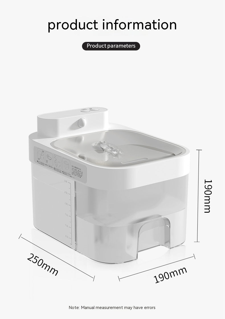 HKM-257363 Automatic Cat Water Fountain with Filtration System - White, 25CM x 19CM