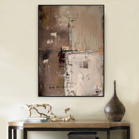 HKM-257427 Handmade Abstract Oil Painting Canvas Wall Art for Living Room - Modern Brown Texture Unstretched