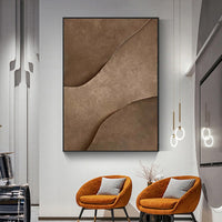 HKM-257427 Handmade Abstract Oil Painting Canvas Wall Art for Living Room - Modern Brown Texture Unstretched