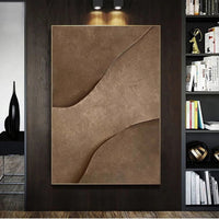 HKM-257427 Handmade Abstract Oil Painting Canvas Wall Art for Living Room - Modern Brown Texture Unstretched