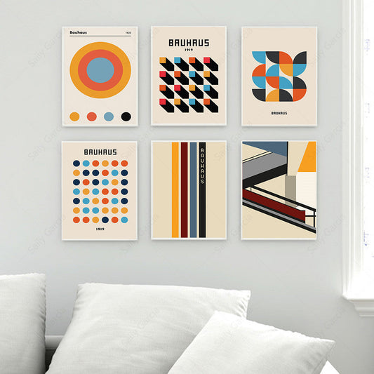 HKM-257491 Colorful Geometric Abstract Line Canvas Art Print for Home Decor