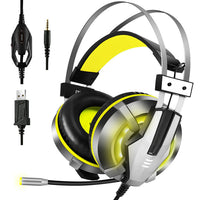 HKM-257555 Illuminated Gaming Headset with Omnidirectional Microphone and 3.5mm + USB Plug, 40mm Driver